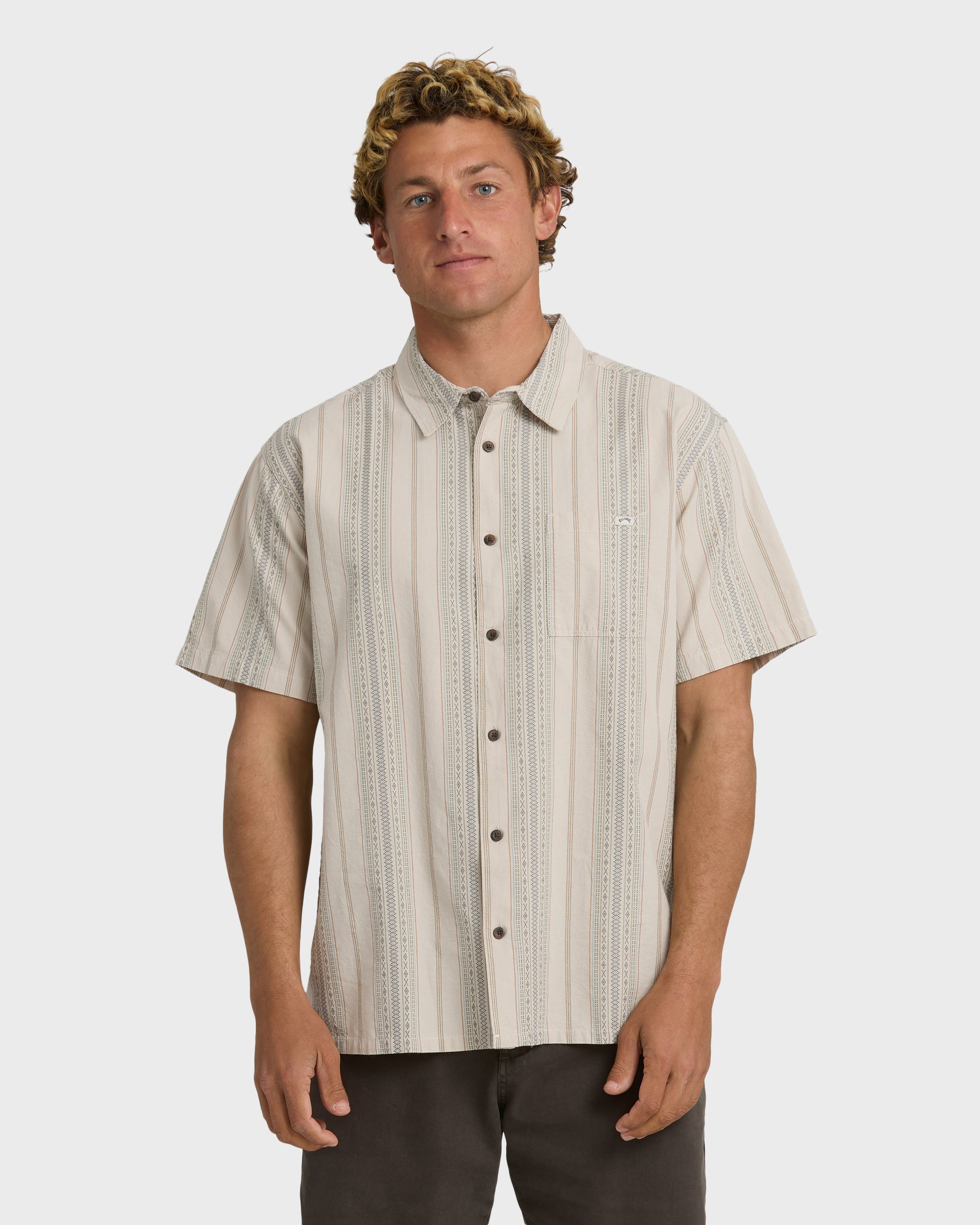 w*e様 SUNDAYS BEST DISCOVERY WARM EASY PA Sundays Jacquard Short Sleeve Shirt - Oatmeal | Billabong