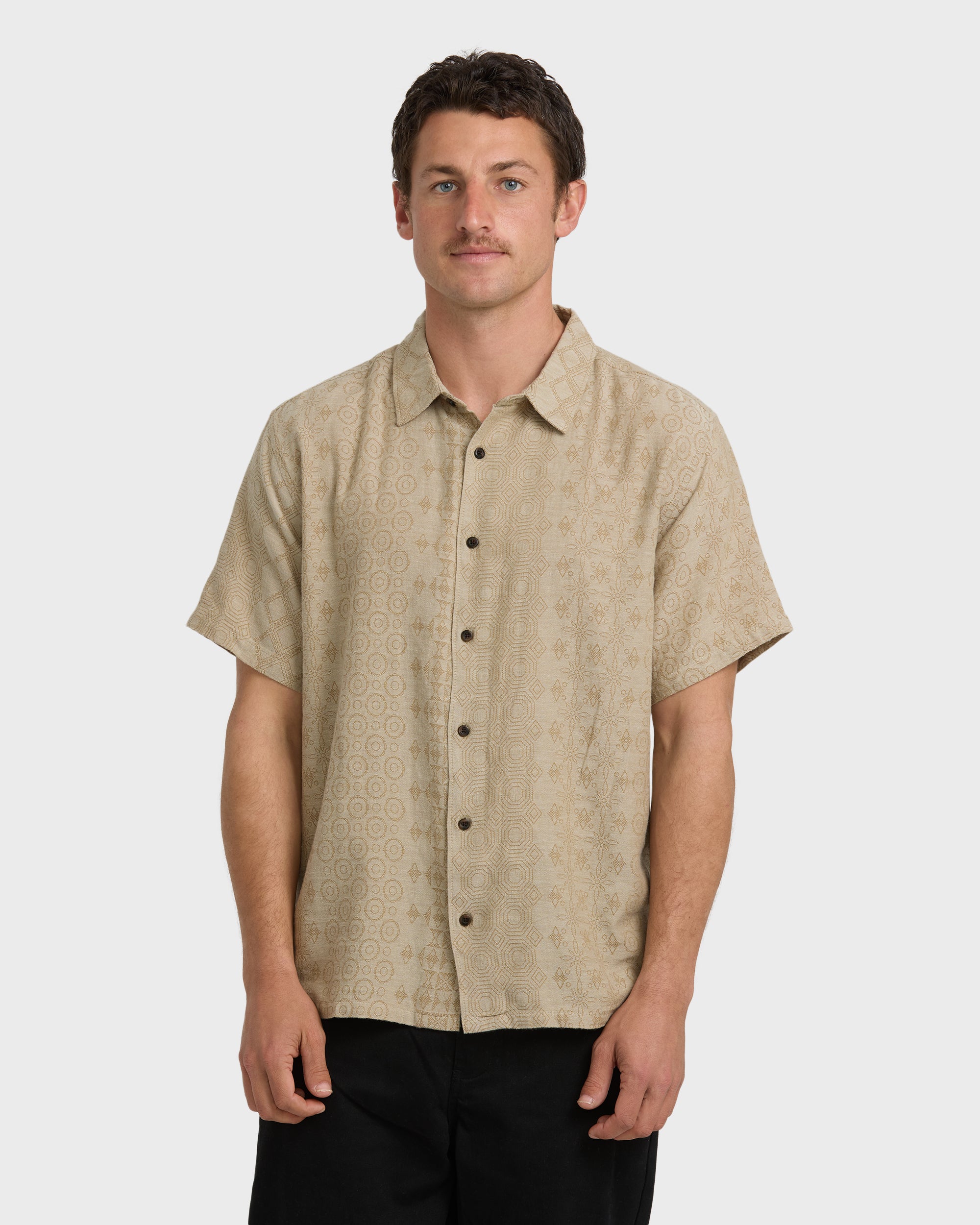 Needle Garage Jacquard Short Sleeve Shirt - Bone | Billabong