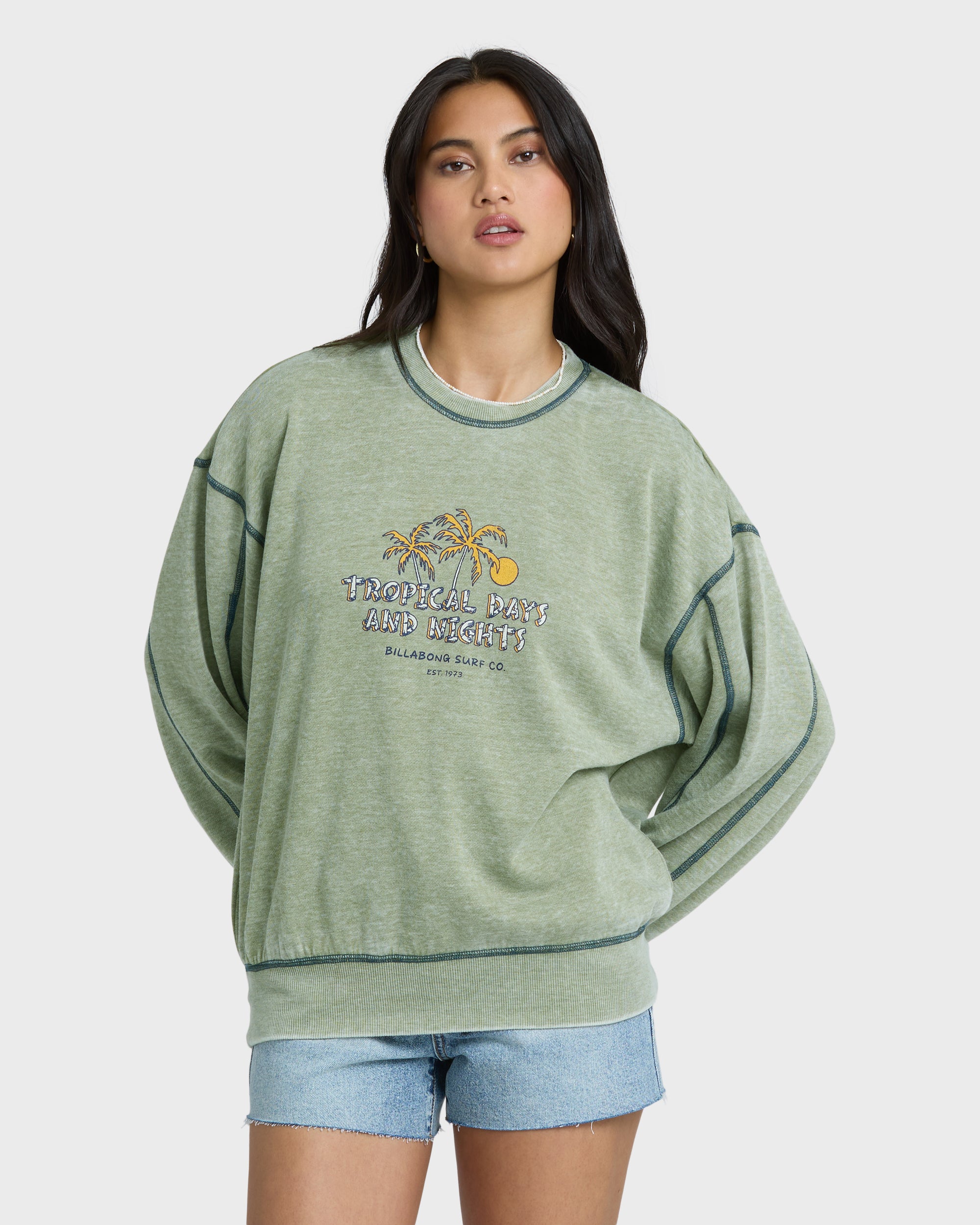 All The Days Kendal Crewneck Sweatshirt - Dark Olive | Billabong