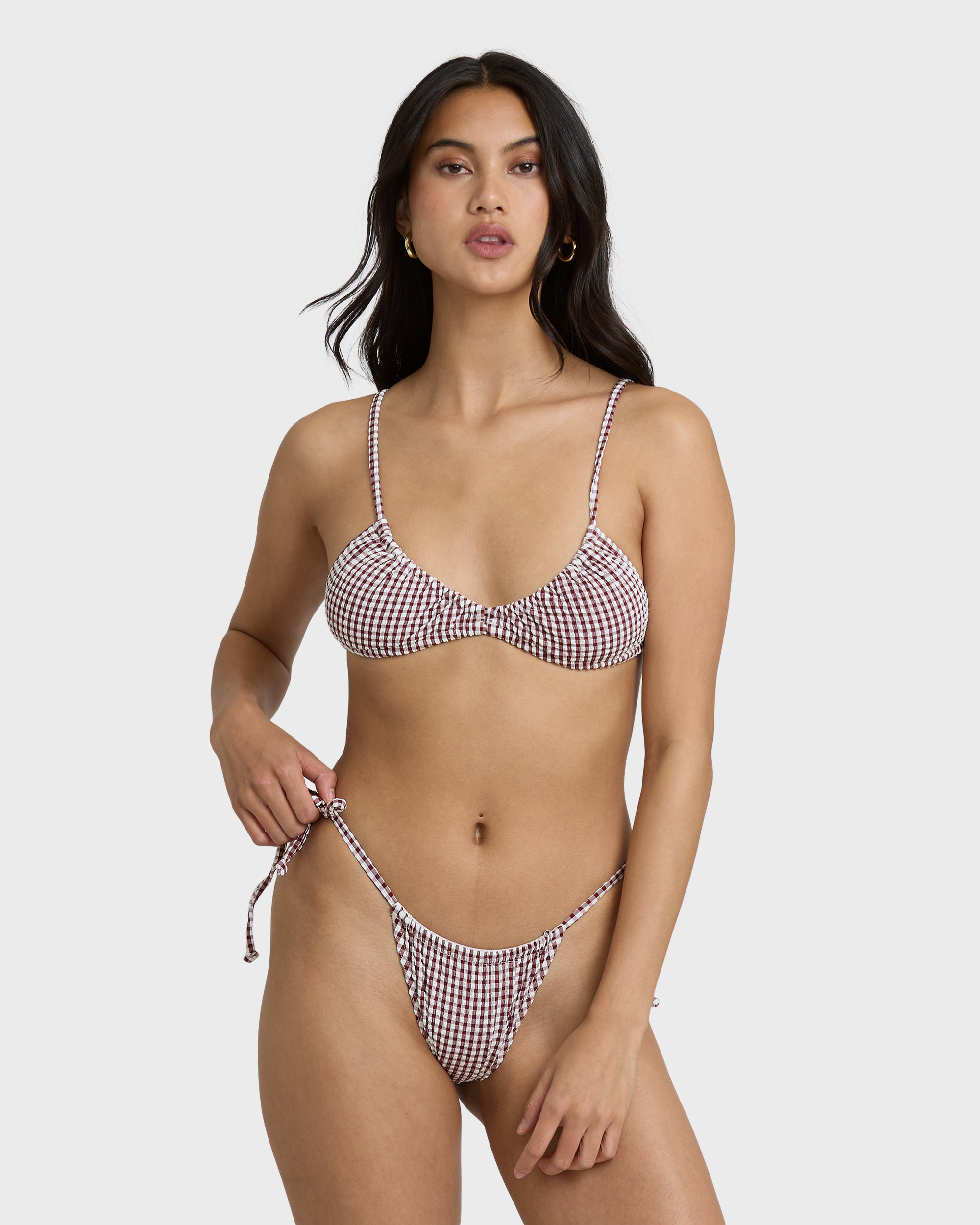 Mini Wave Check Teagan Bralette Bikini Top - Red Dahlia | Billabong