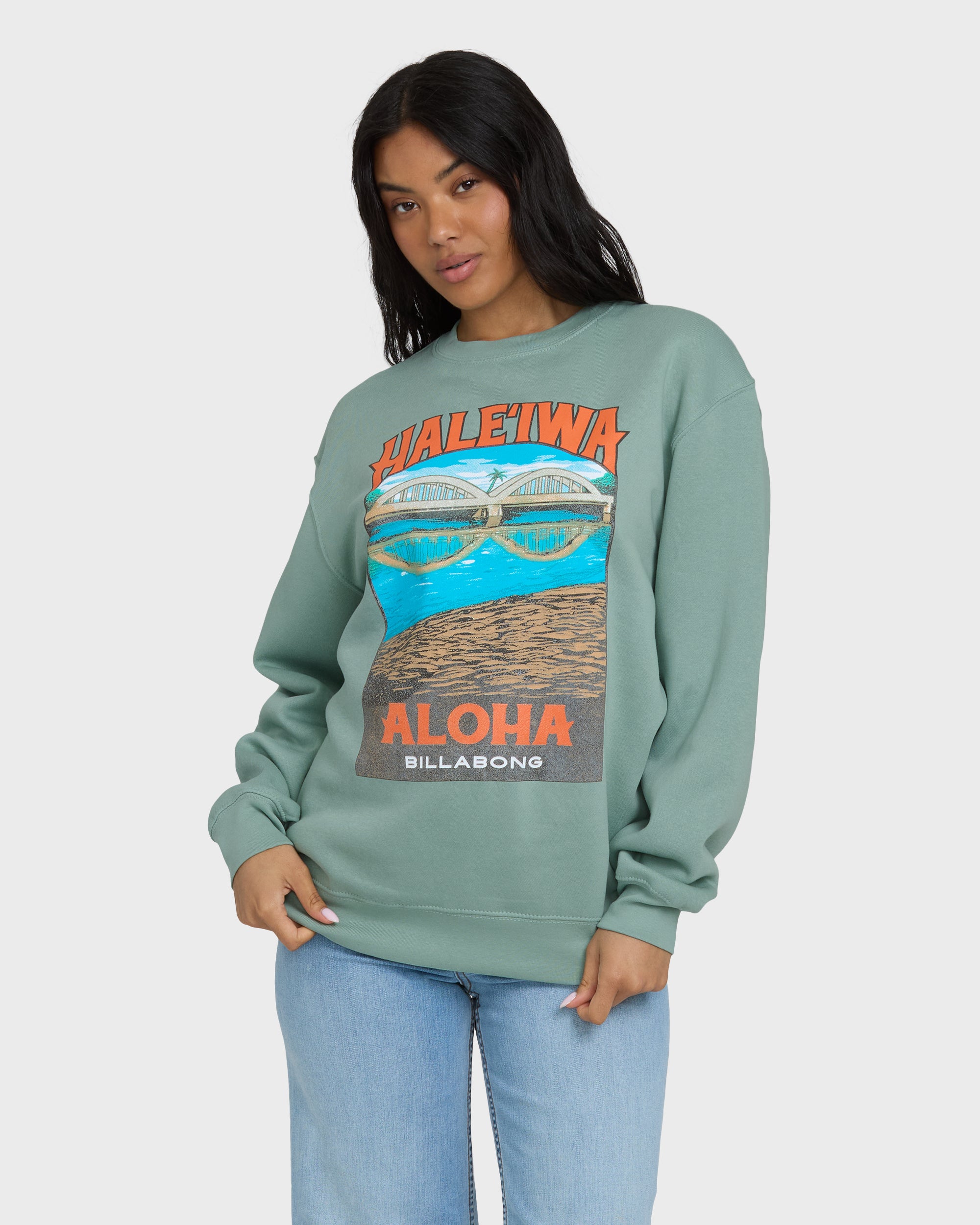Haleiwa Scenic Poster Crewneck Sweatshirt - Sea Glass | Billabong