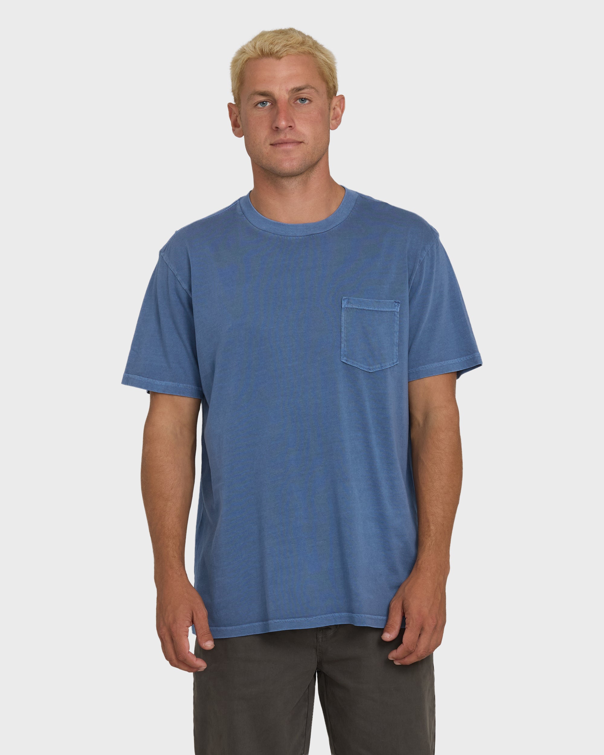 Essential Wave Washed Premium Short Sleeve Pocket Tee - Blue