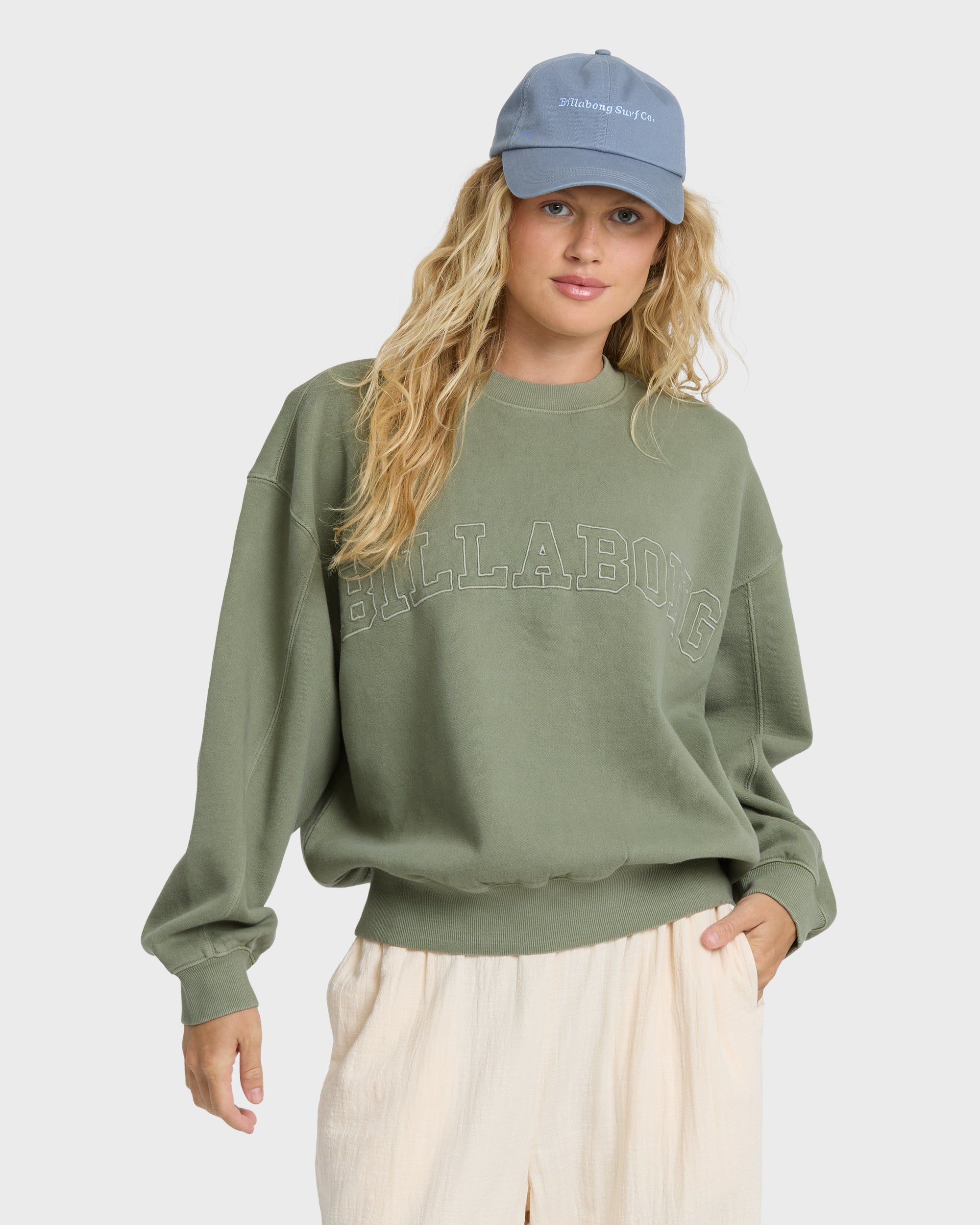 BILLABONG シーガル オリーブグリーン Vibes Kendal Crewneck Sweatshirt - Army Green | Billabong