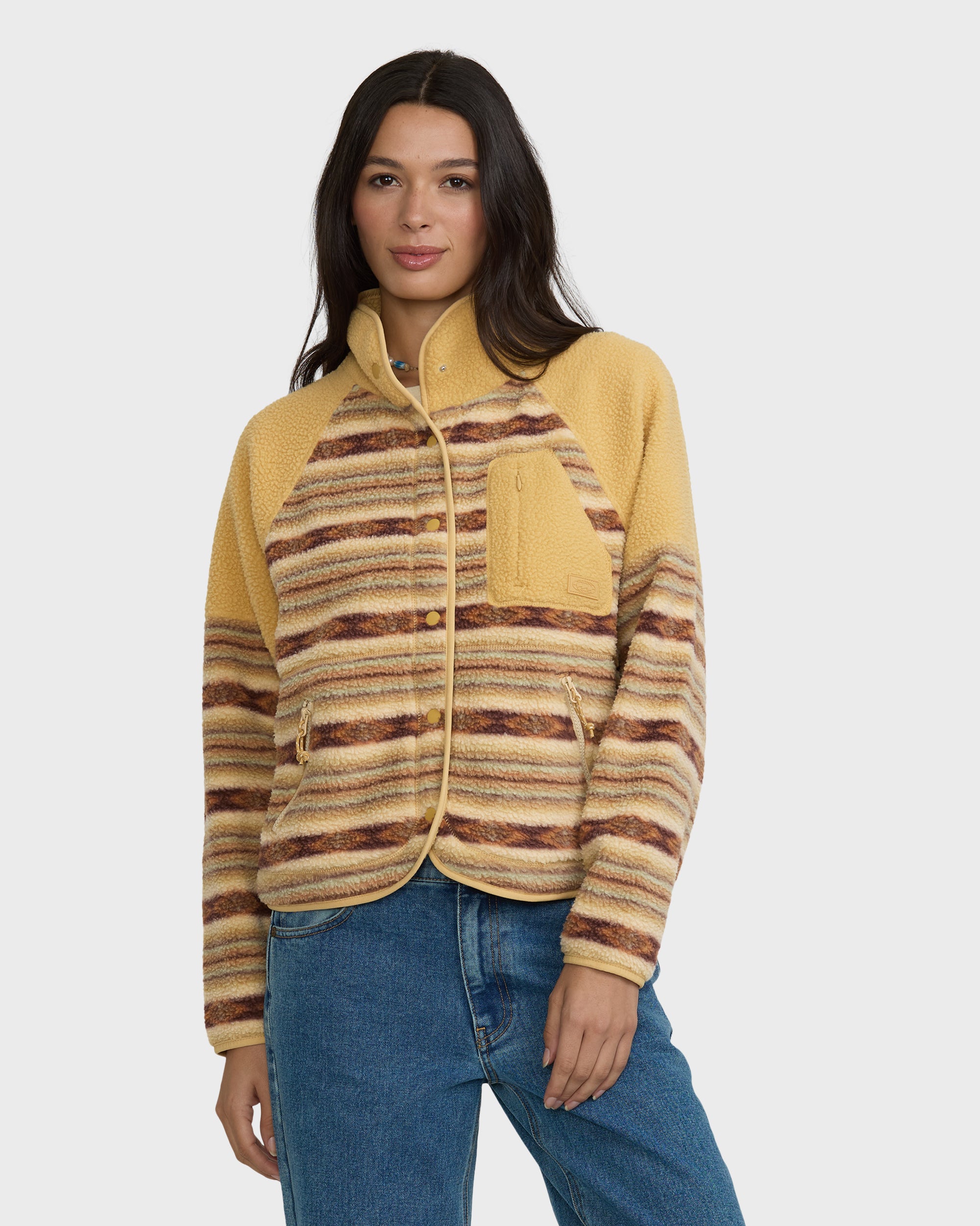 Popoyo Sherpa Full Zip Fleece Jacket - Curry | Billabong