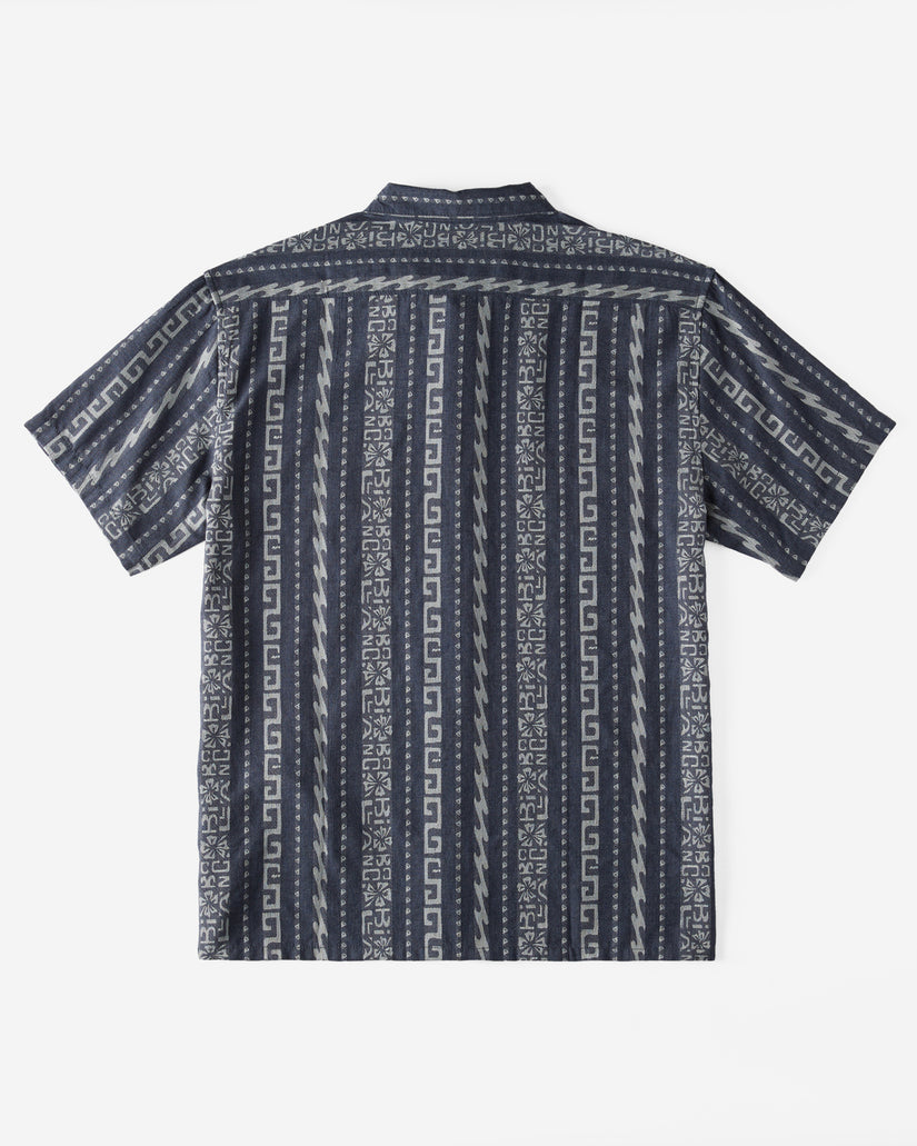 Sundays Jacquard Short Sleeve Shirt - Slate Blue