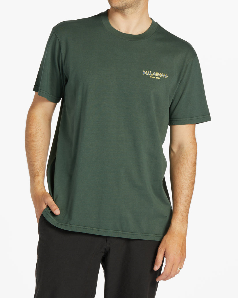 Austral Short Sleeve Wave Washed T-Shirt - Dark Forest