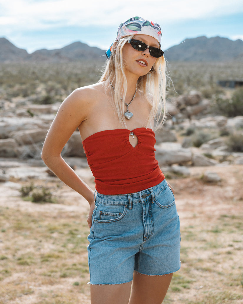 Riley Cut-Off Denim Shorts - Faded Indigo Fray