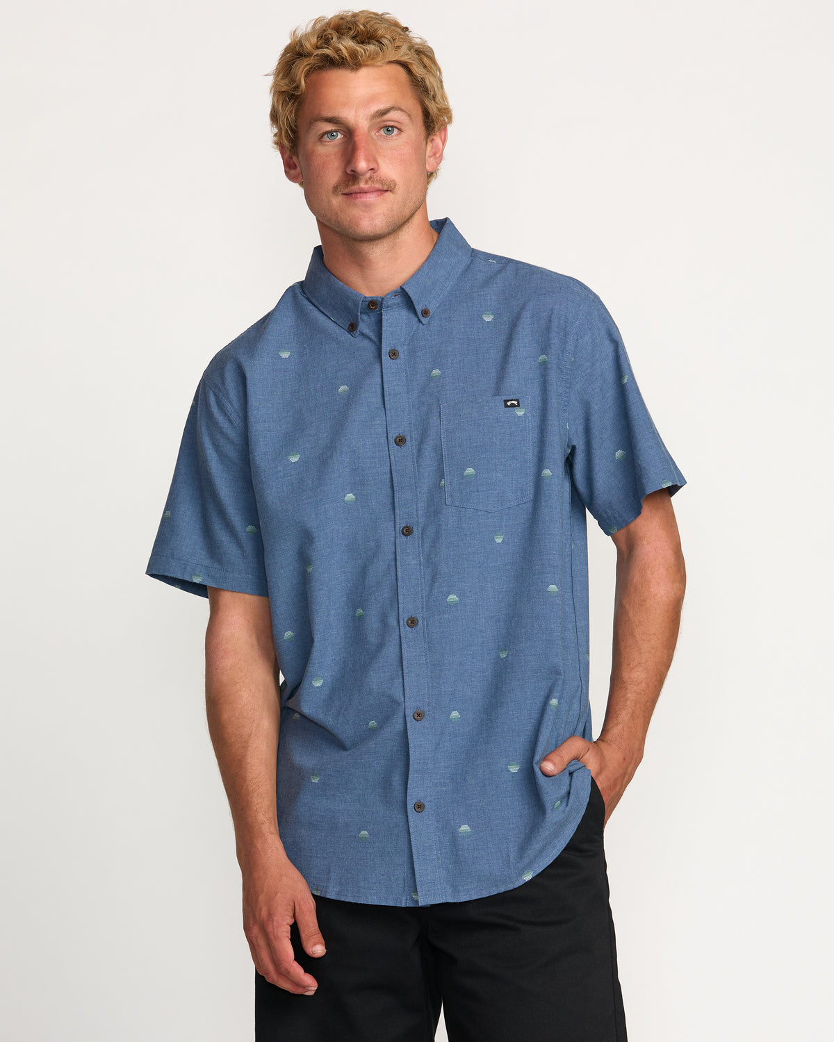 All Day Jacquard Short Sleeve Shirt - Dessert Palm - 1