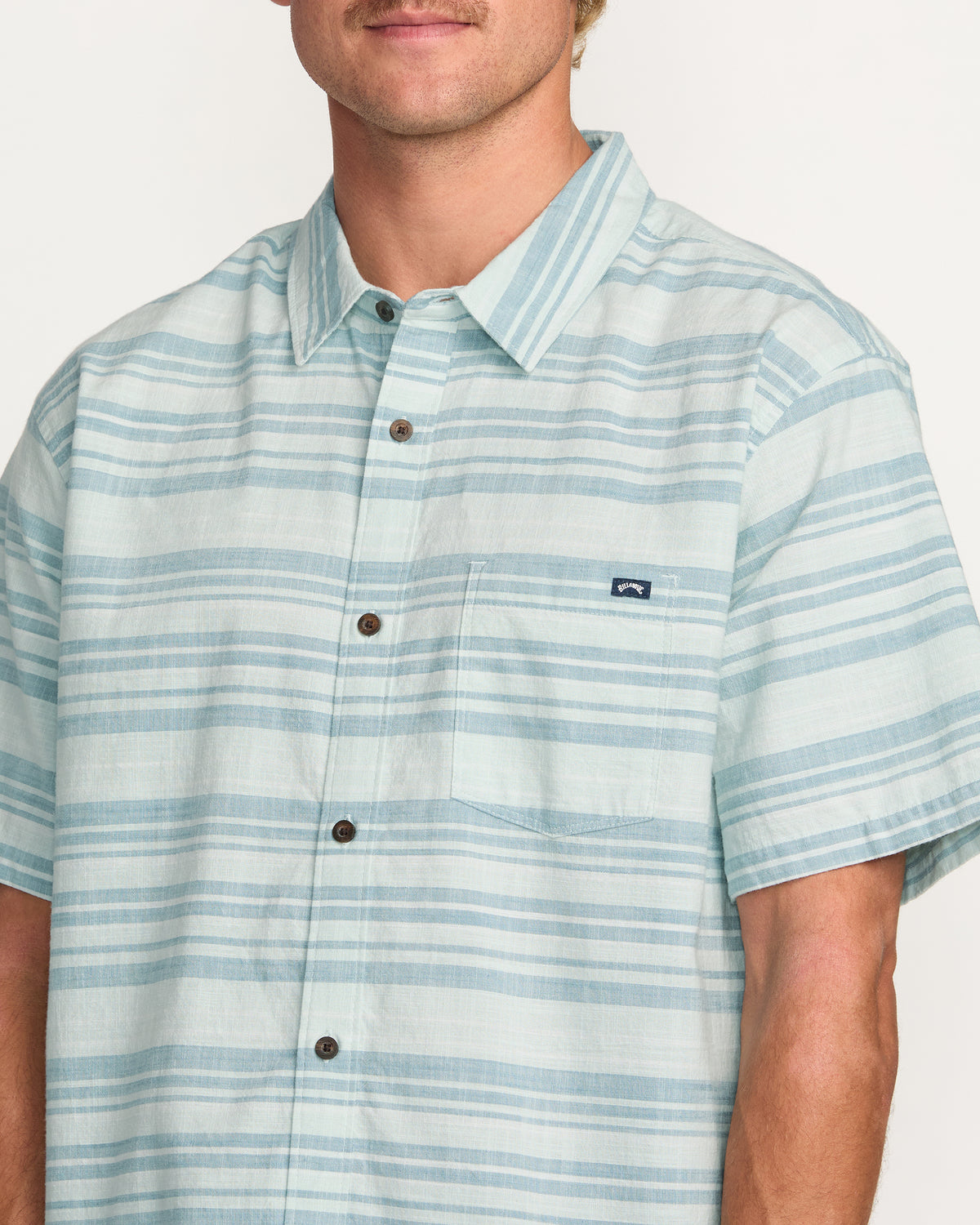 All Day Stripe Short Sleeve Shirt - Ash Blue - 6