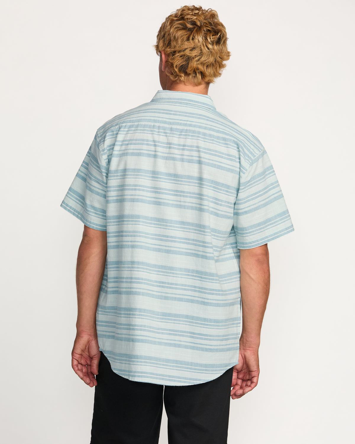 All Day Stripe Short Sleeve Shirt - Ash Blue - 2