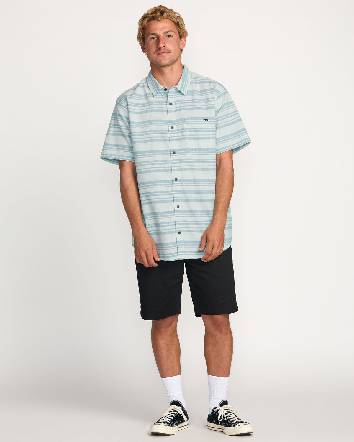 All Day Stripe Short Sleeve Shirt - Ash Blue - 4