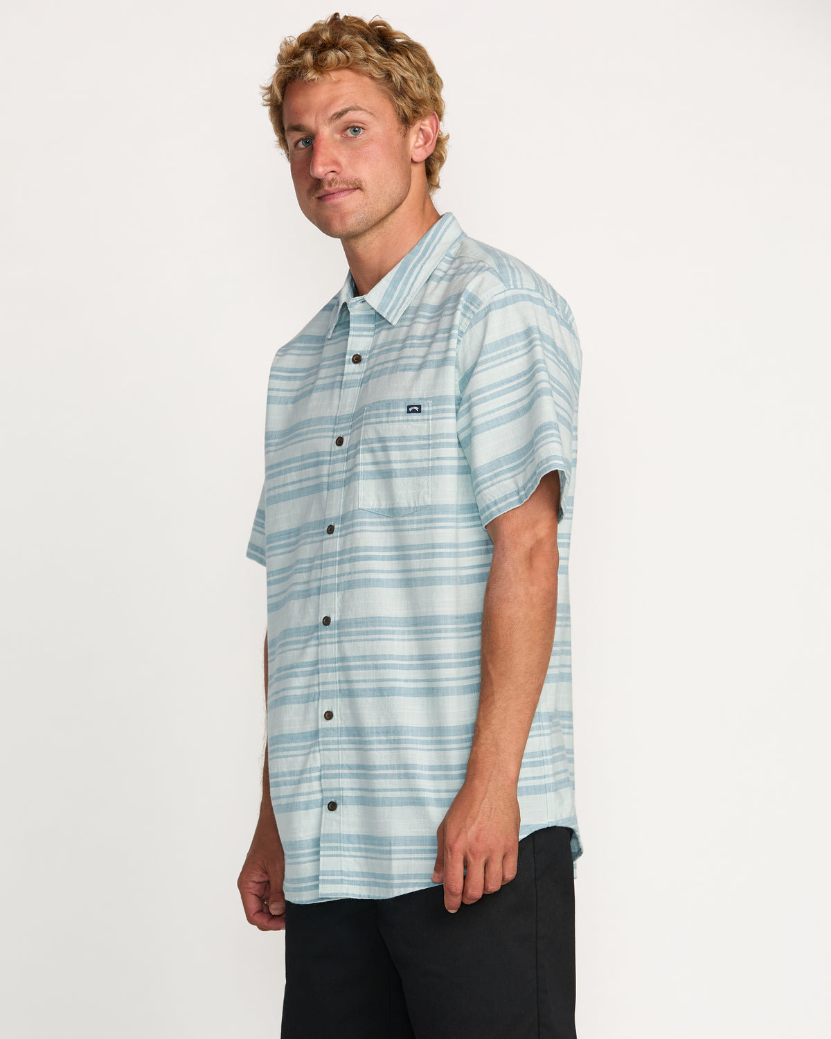 All Day Stripe Short Sleeve Shirt - Ash Blue - 5