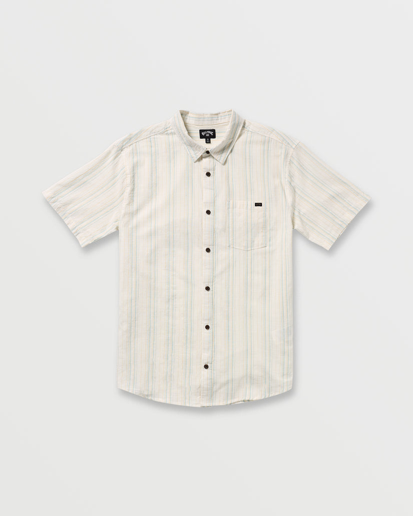 white dress shirt with black stripes All Day Stripe Short Sleeve Shirt - Off White