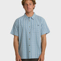 Sundays Jacquard Short Sleeve Woven Shirt - Blue Fog