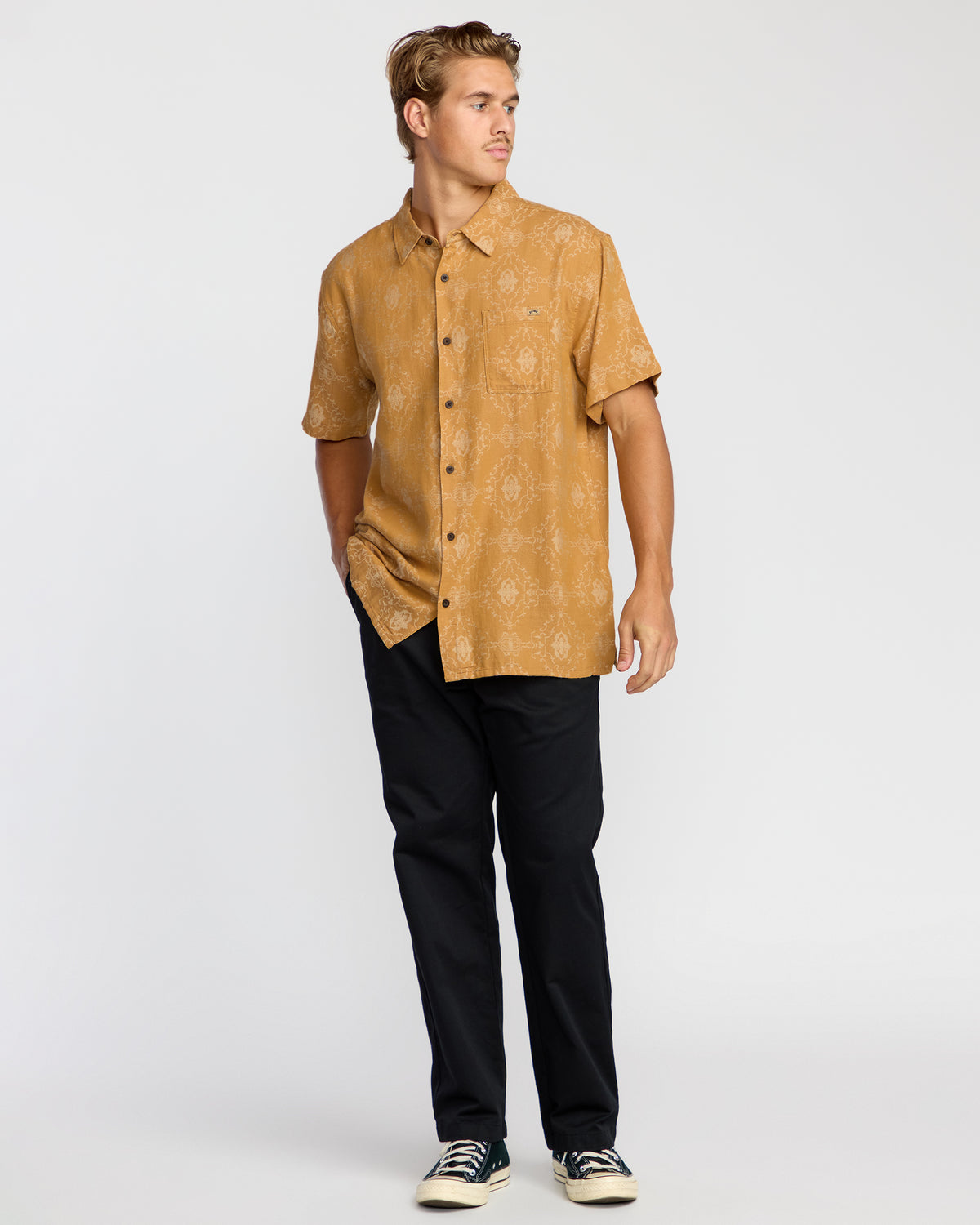 Sundays-Jacquard-Short-Sleeve-Shirt-Golden-Haze-4