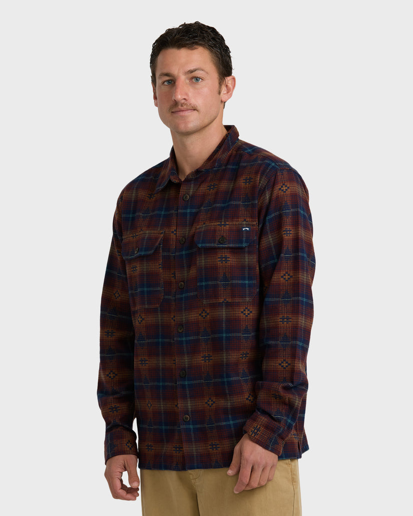 Offshore-Jacquard-Long-Sleeve-Flannel-Shirt-Wine-3