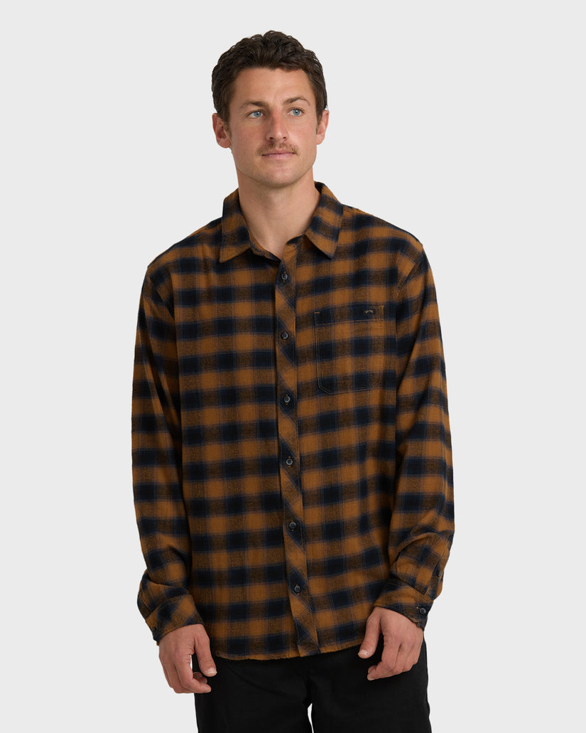 Coastline-Long-Sleeve-Flannel-Shirt-Tobacco-1