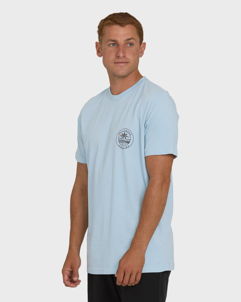 Haleiwa Badge Short Sleeve T-Shirt - Blue Mist