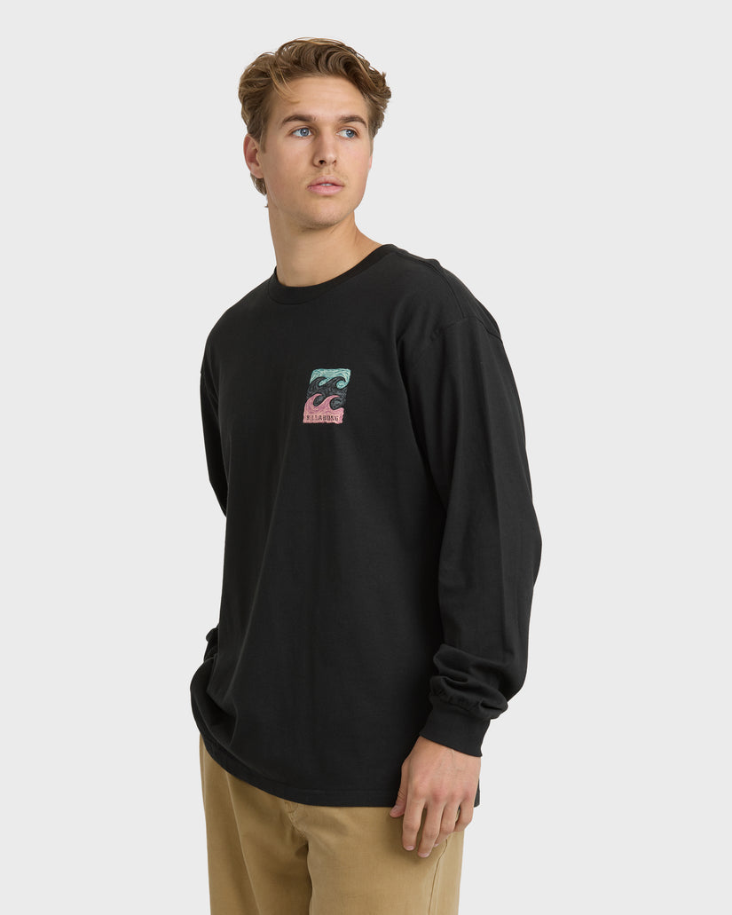 Crayon-Wave-Regular-Long-Sleeve-T-Shirt-Washed-Black-3
