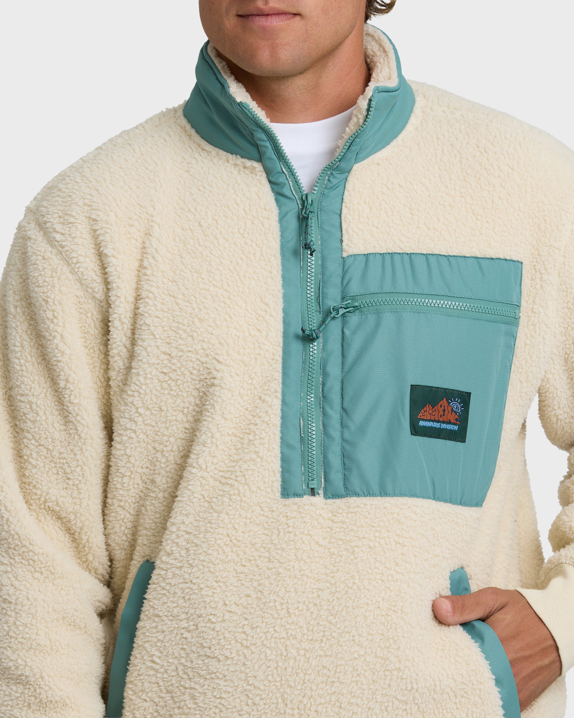 Boundary Peak Mock Neck Sherpa Fleece - Oatmeal | Billabong