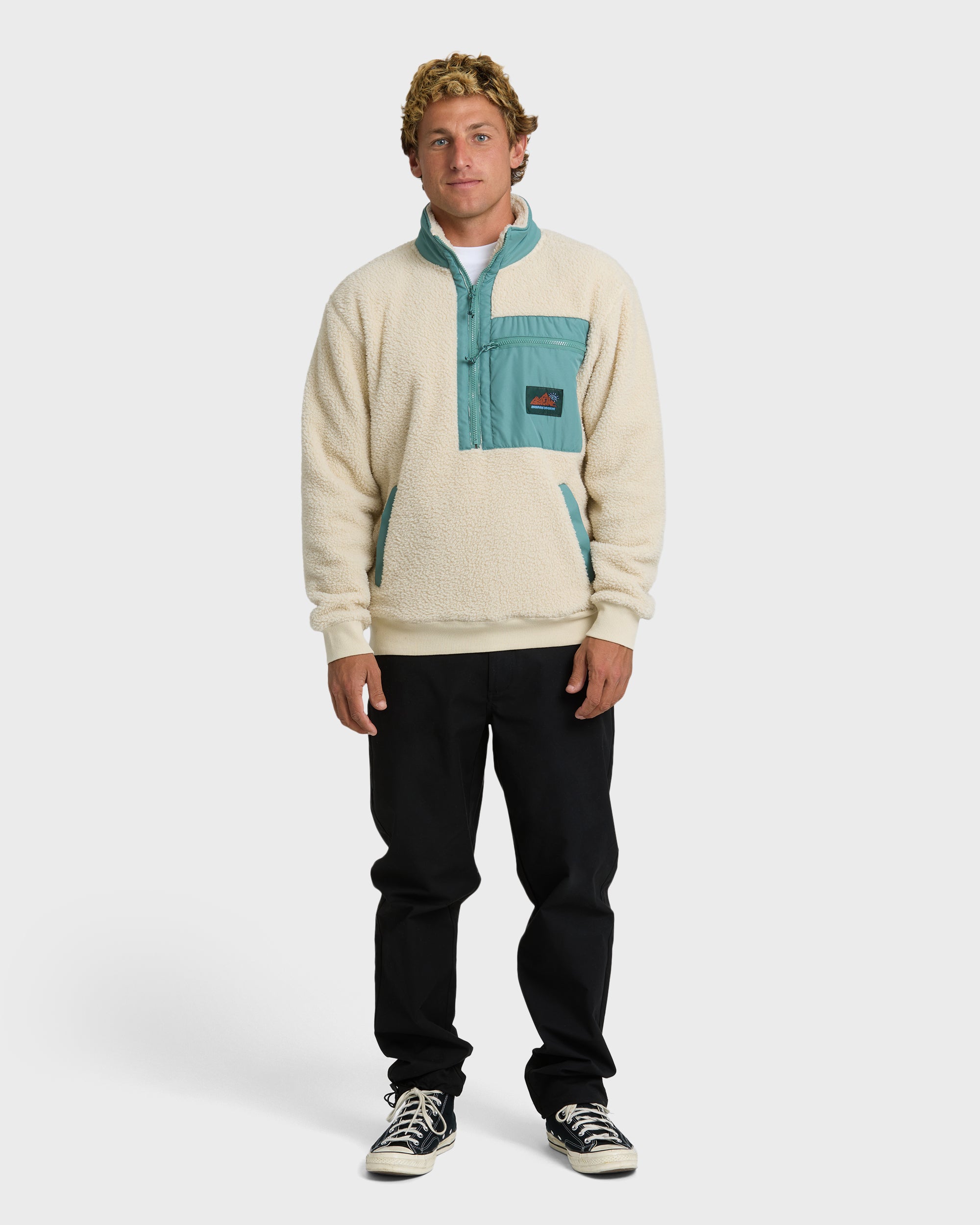 Boundary Peak Mock Neck Sherpa Fleece - Oatmeal | Billabong