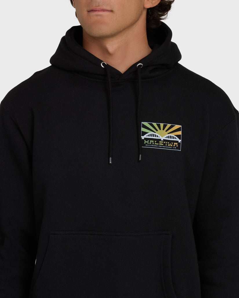 Haleiwa Rising Sun Pullover Hoodie  - Black