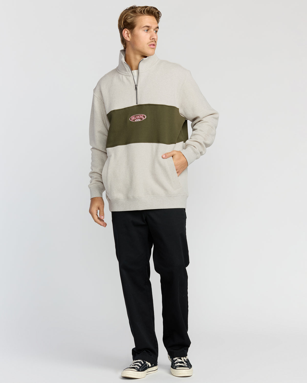 Bad-Dog-3/4-Zip-Mockneck-Sweatshirt-Sand-Heather-4