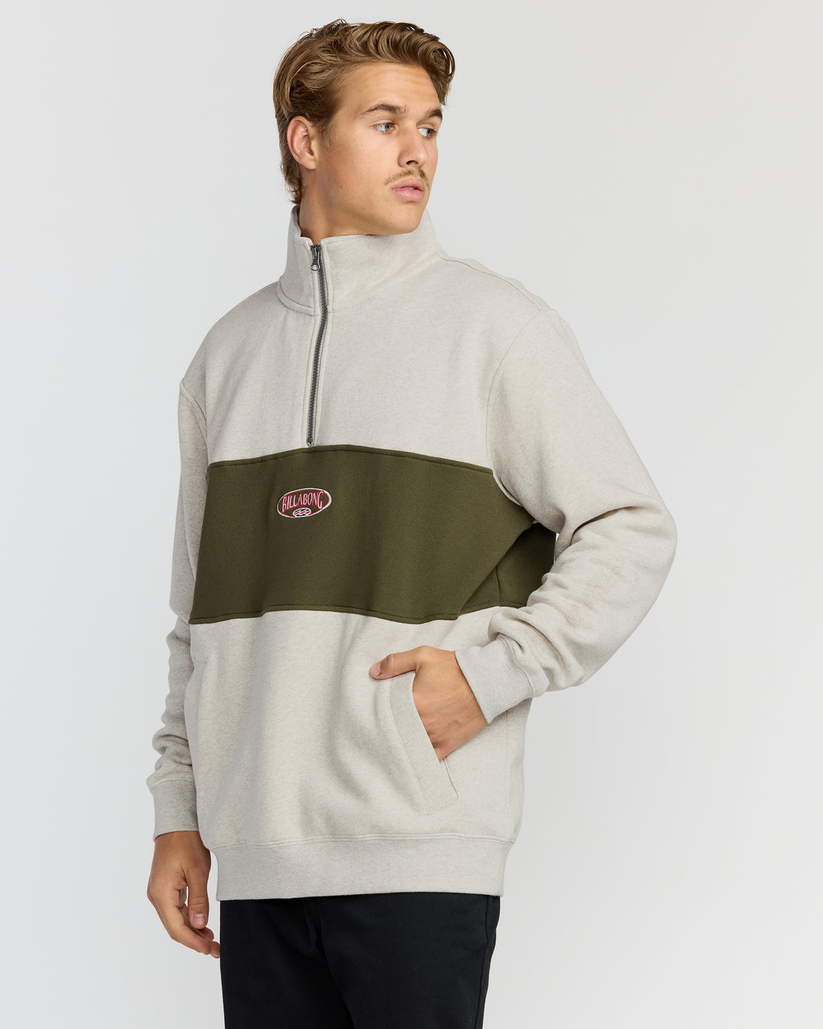 Bad-Dog-3/4-Zip-Mockneck-Sweatshirt-Sand-Heather-3