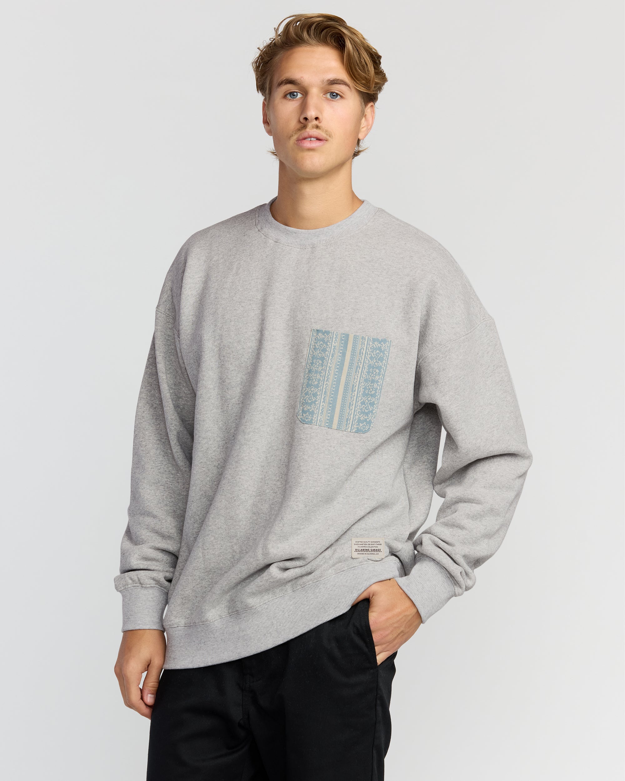 Austin Garage Crew Sweatshirt - Lt Grey Htr | Billabong