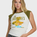 Des Tropic Short Sleeve Raglan Top - Dark Olive