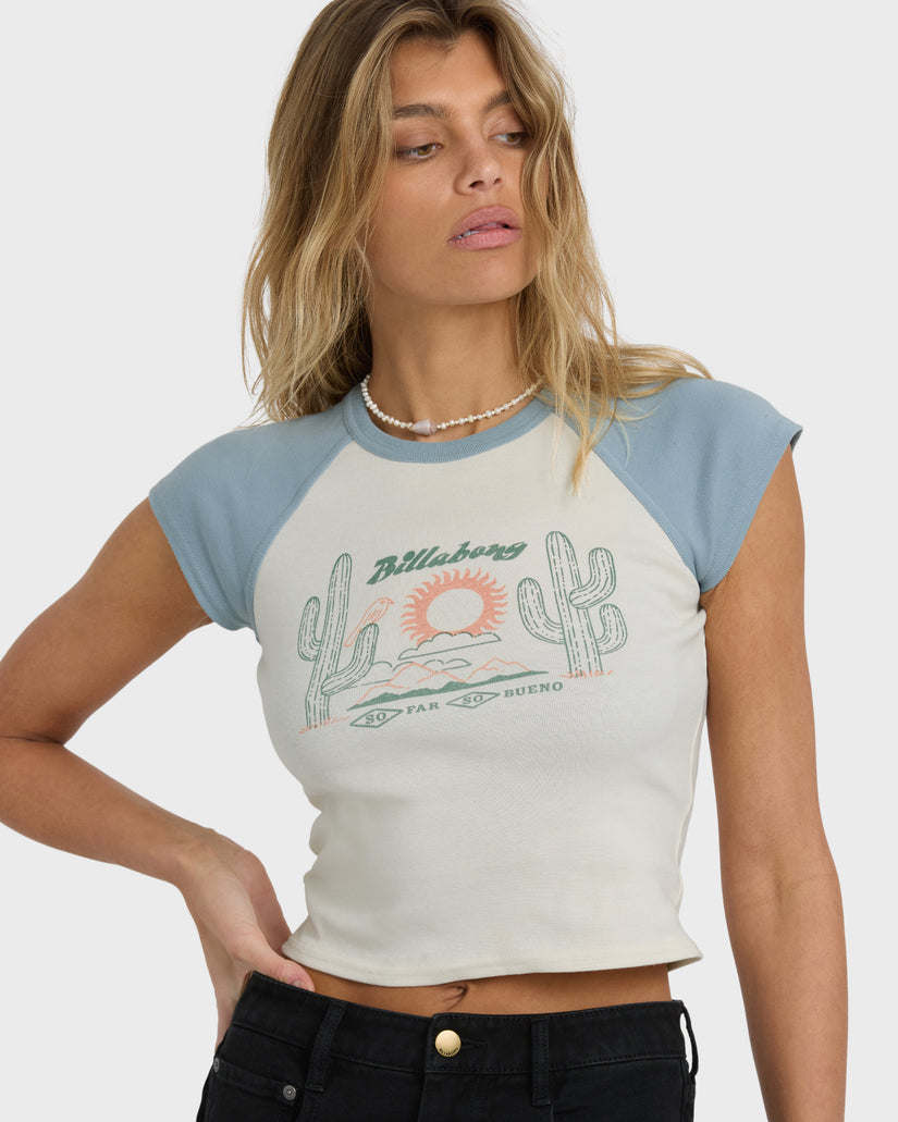 Forever Had Short Sleeve Raglan Tee - Mineral Blue