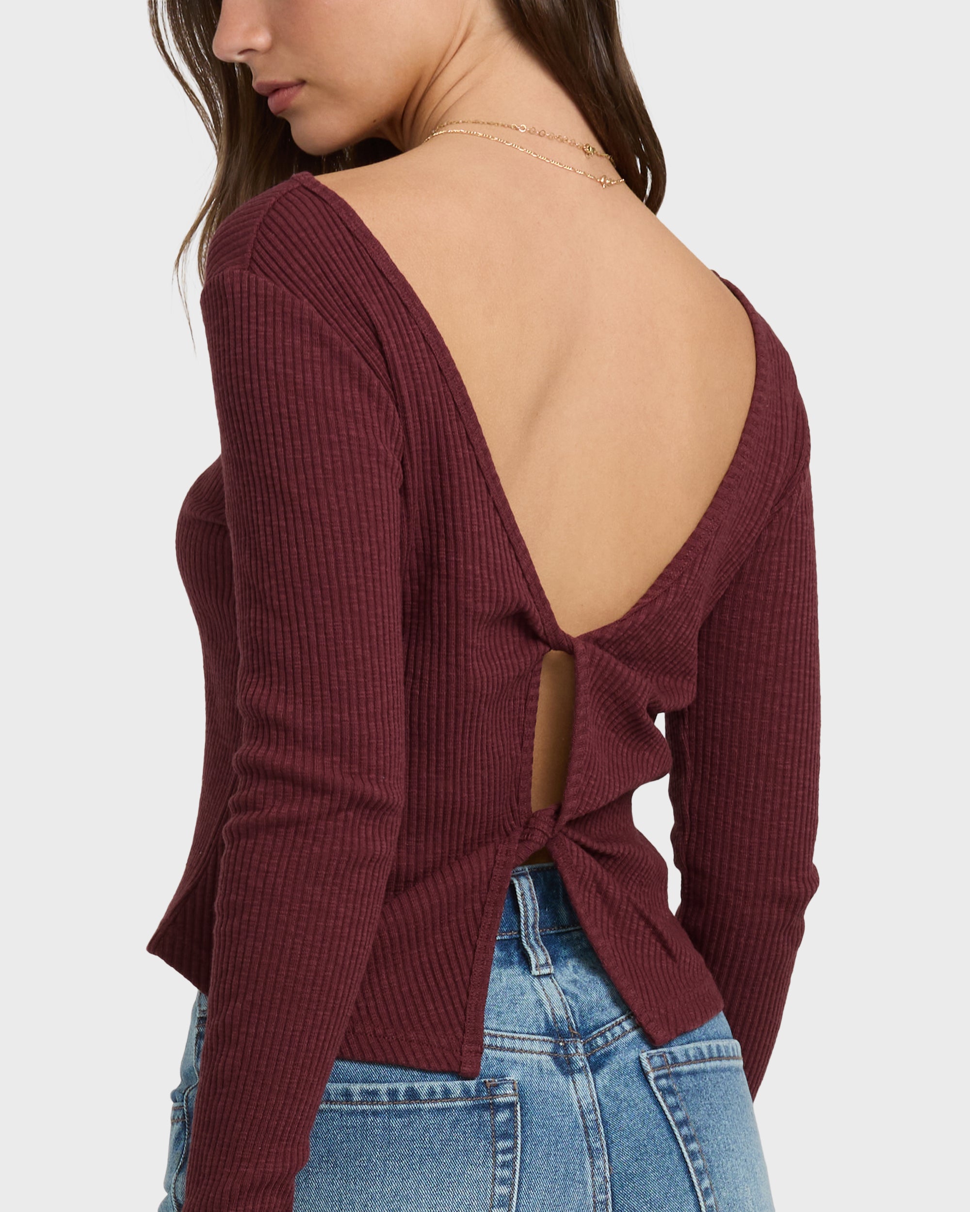 Fever Twist Long Sleeve Knit Top - Pinot | Billabong