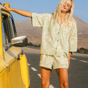 Beach Side Printed Short Sleeve Shirt - Pistachio