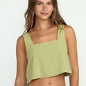 Open Skies Woven Tank - Avocado