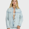 Jade Saltwashed Long Sleeve Woven Top - Blue Mist