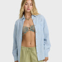 Wanderer Long Sleeve Woven Top - Twilight Blue