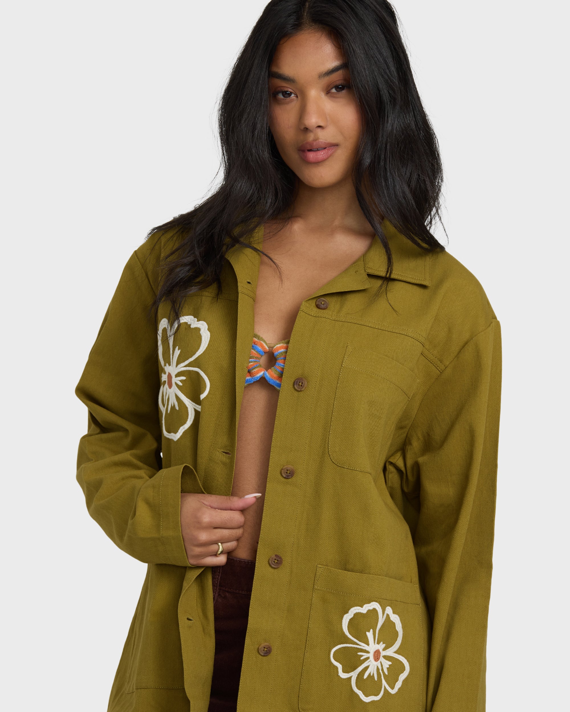 Floral Fields Shacket - Moss | Billabong