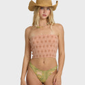 Keep It Simple 2 Tube Print Tube Top - Light Peach