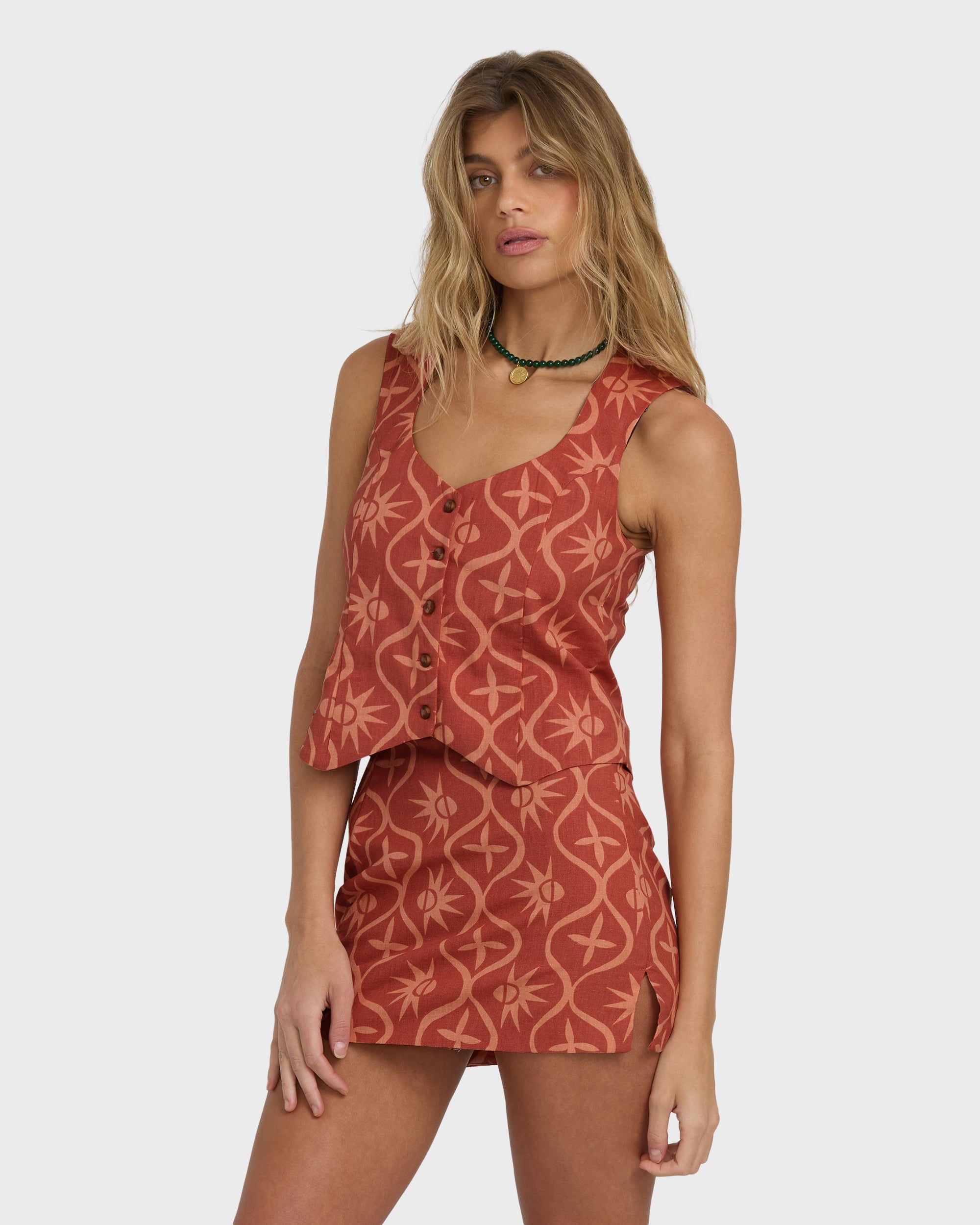 【タグ付き】JUHA SUNNY TROPICAL VEST サイズ2 Sunny Waves Vest - Dark Coral | Billabong