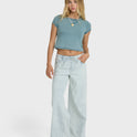 Jade Saltwashed Elastic Waist Pants - Blue Mist