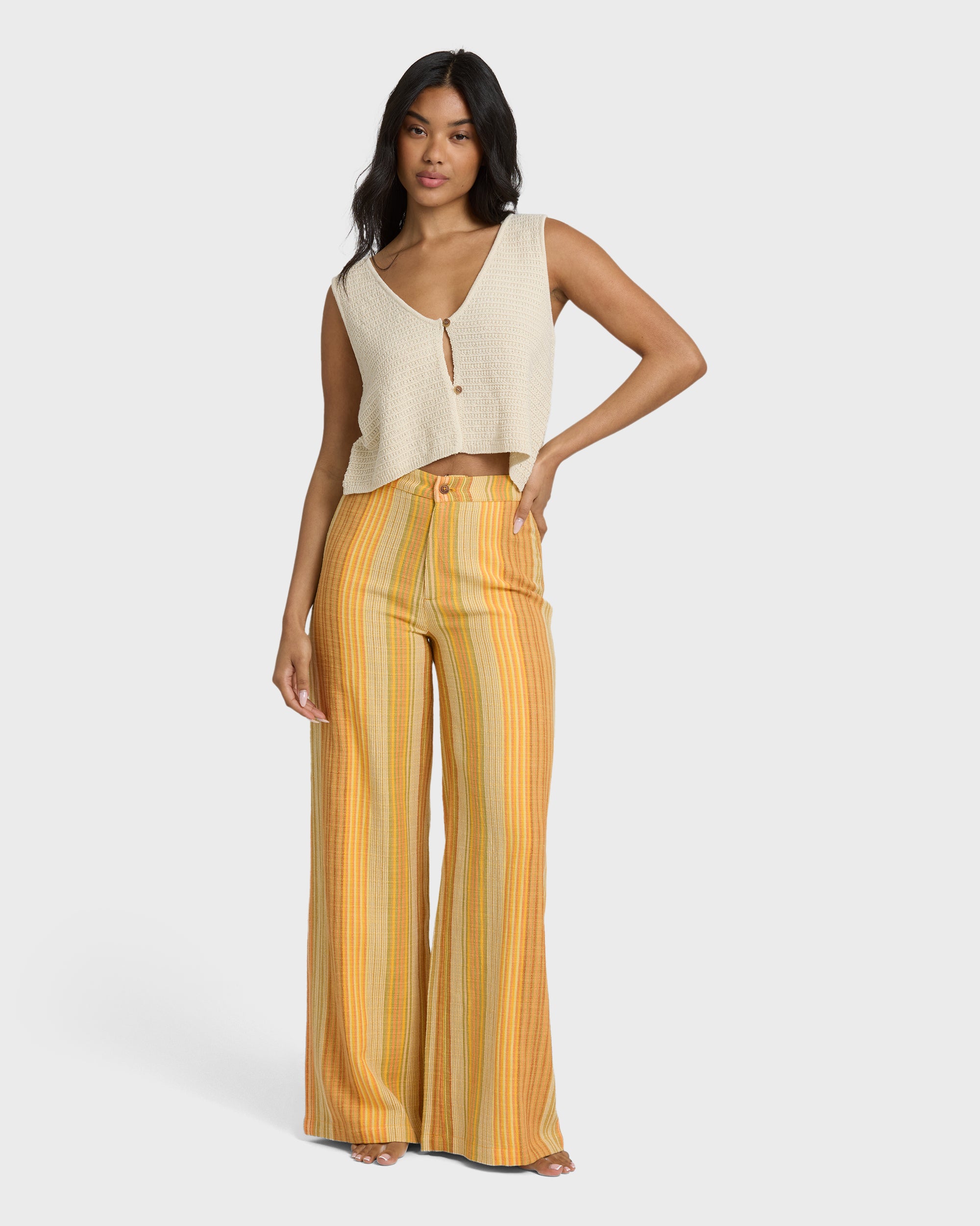 Hazy Daze Elastic Waist Pants - Brown Multi | Billabong