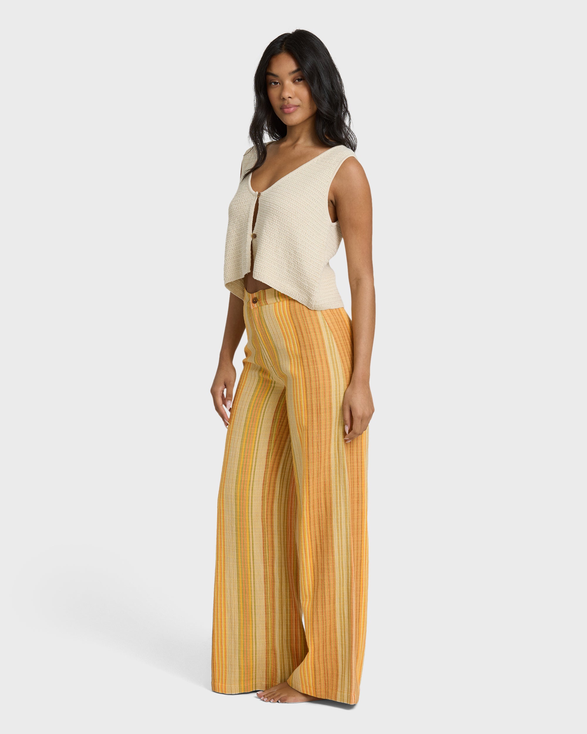Hazy Daze Elastic Waist Pants - Brown Multi | Billabong