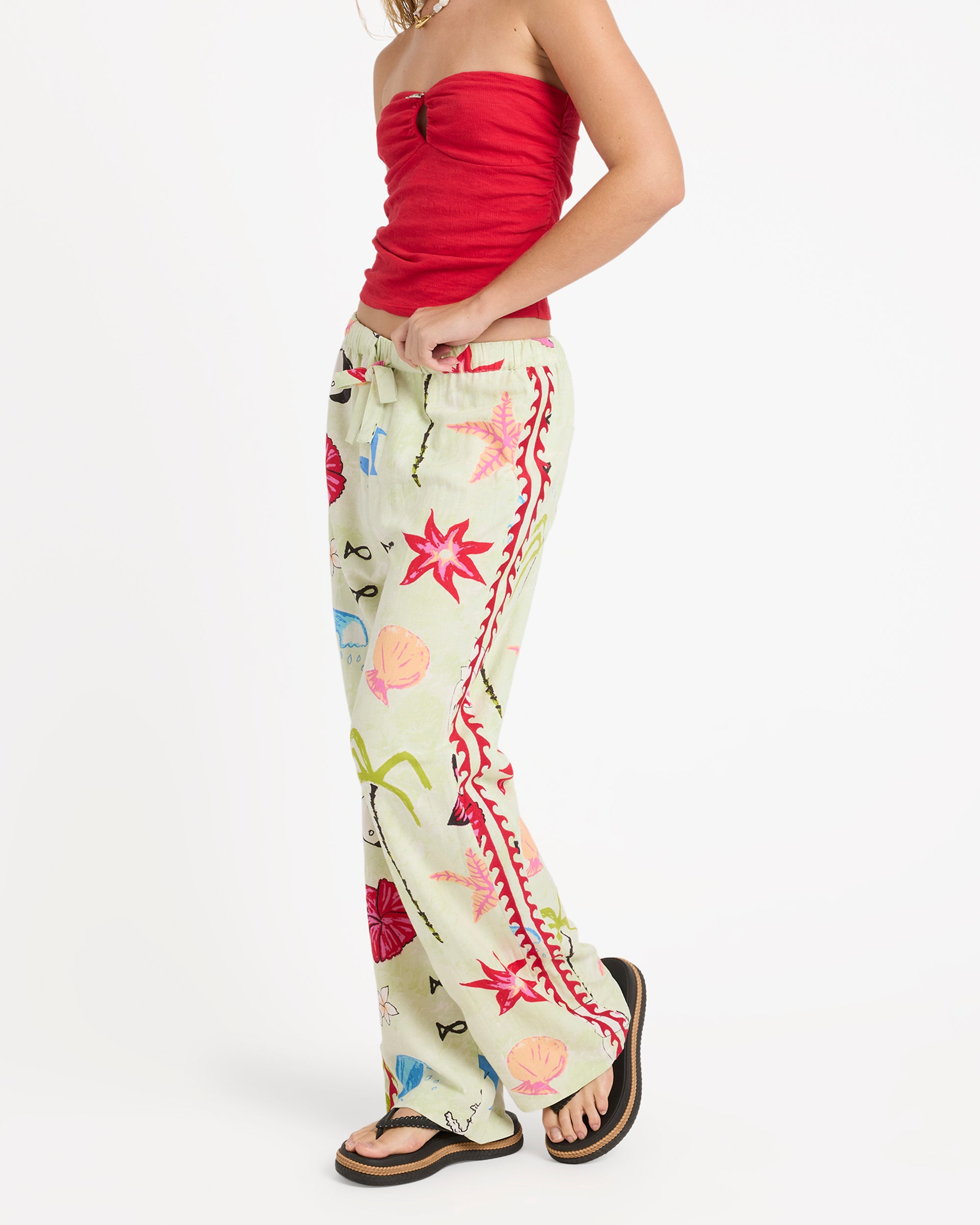 Lottie Hall Woven Elastic Waist Pants - Sunny Lime | Billabong