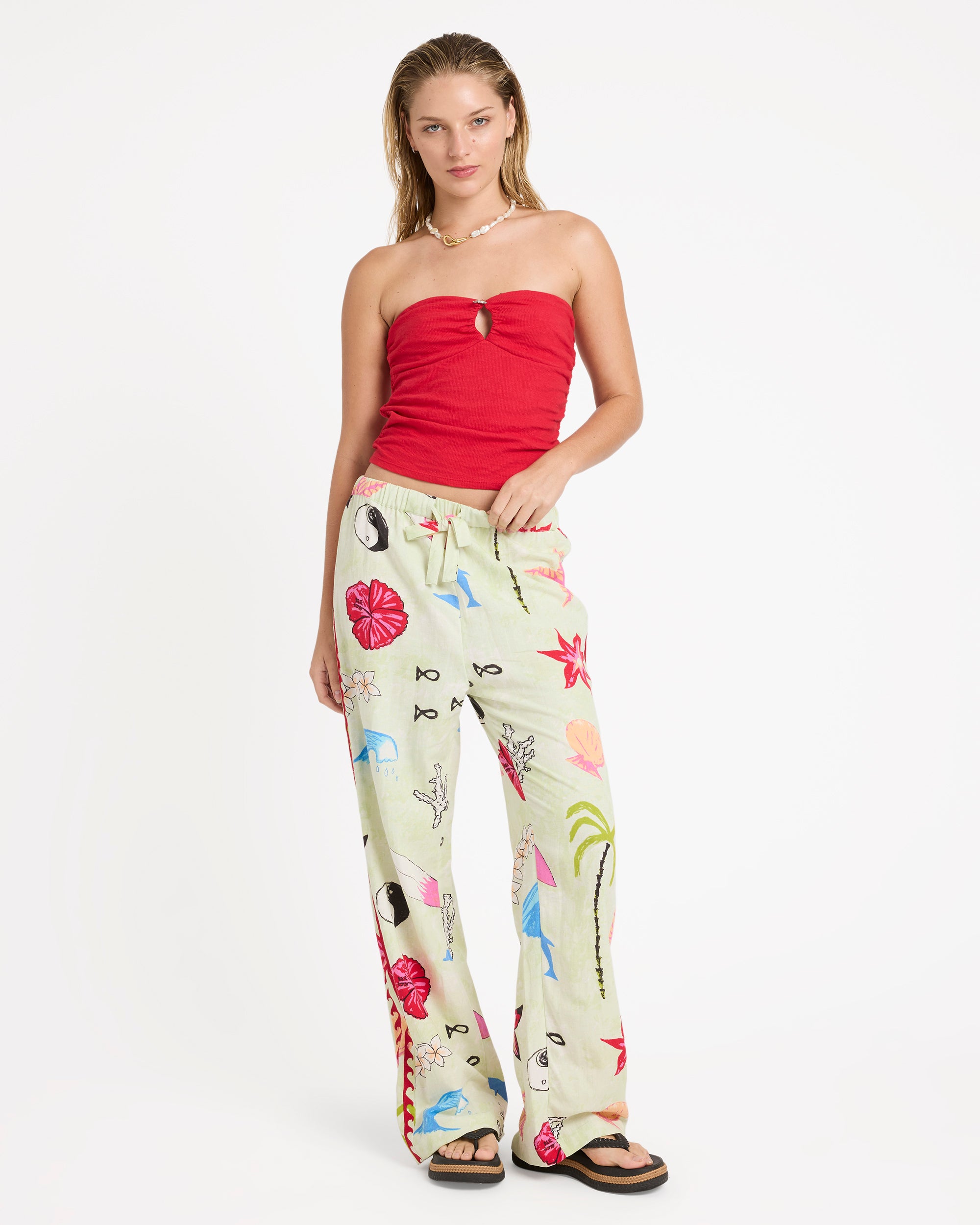 ヒ*ロ様 PT01／cotton-slim pants Lottie Hall Woven Elastic Waist Pants - Sunny Lime | Billabong