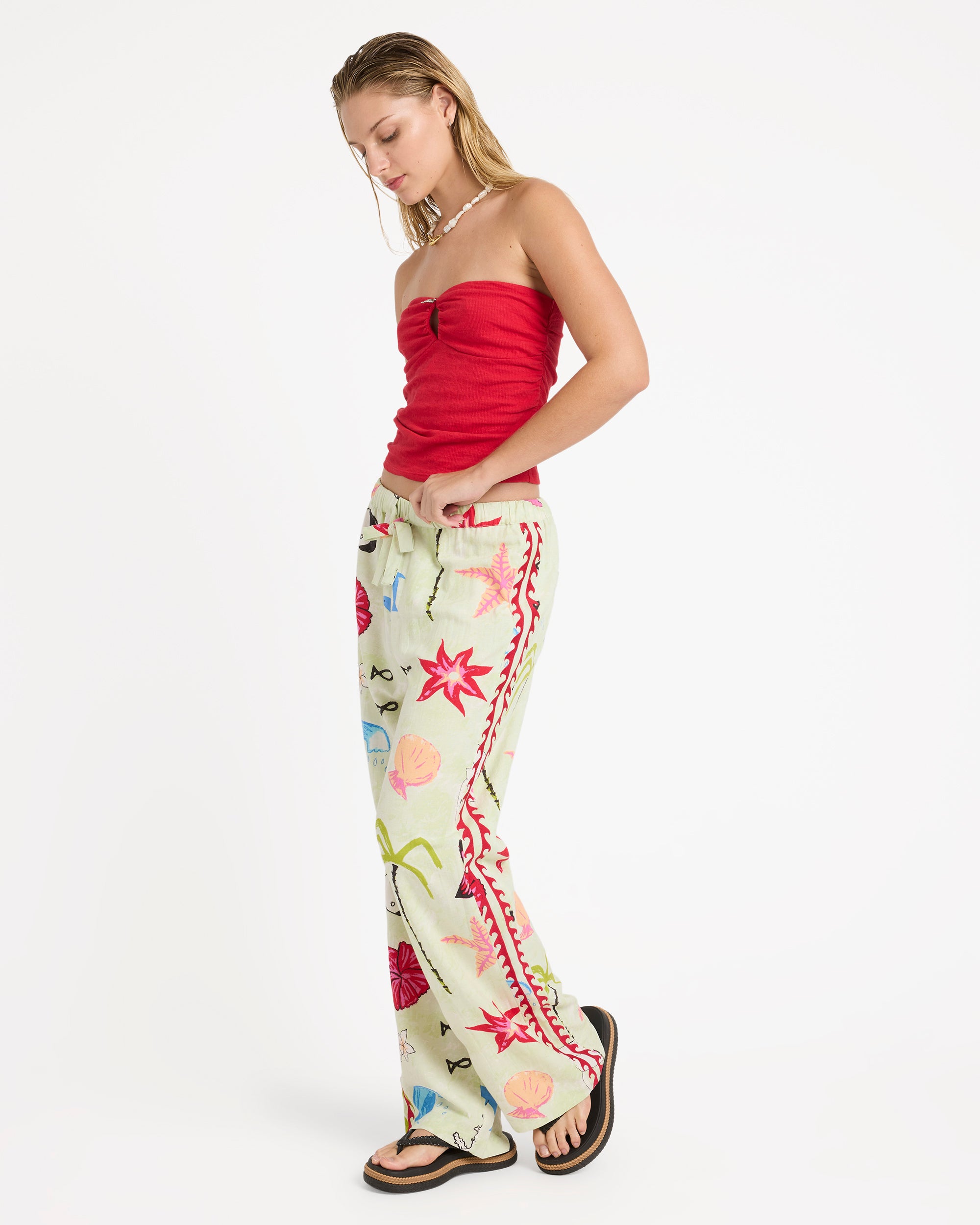 Lottie Hall Woven Elastic Waist Pants - Sunny Lime | Billabong