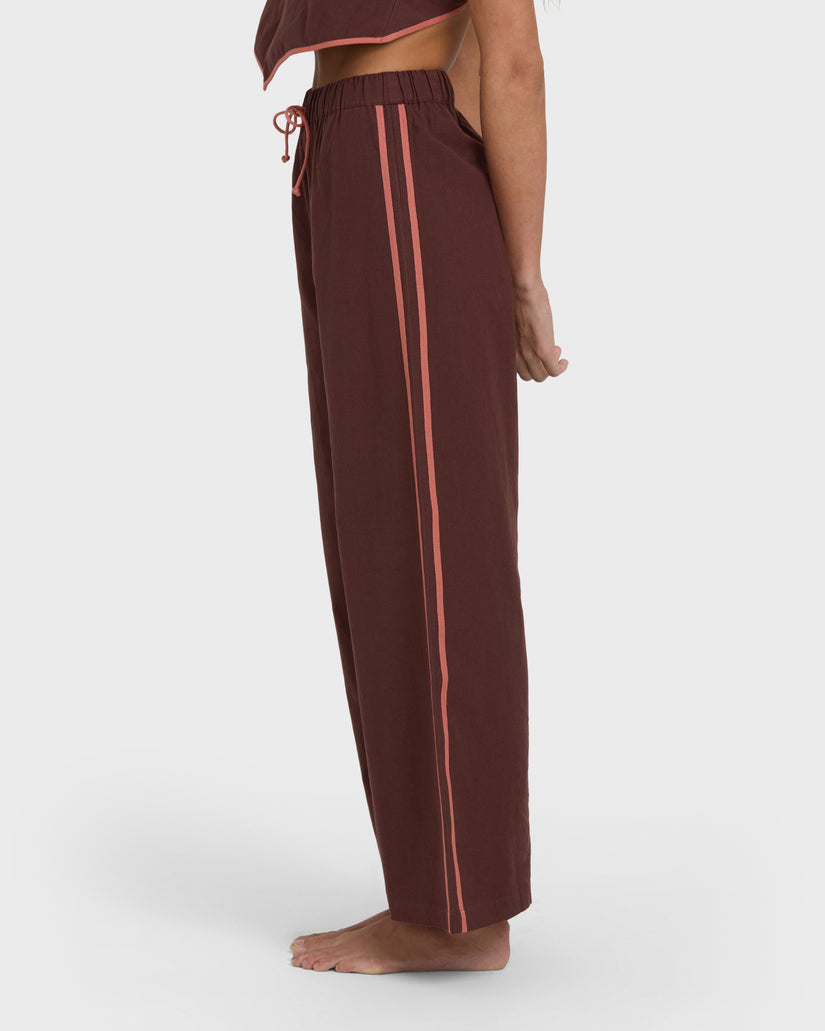 Double Take Elastic Waist Pants - Teak