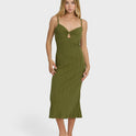 Sweet Moves Midi Dress - Dark Olive
