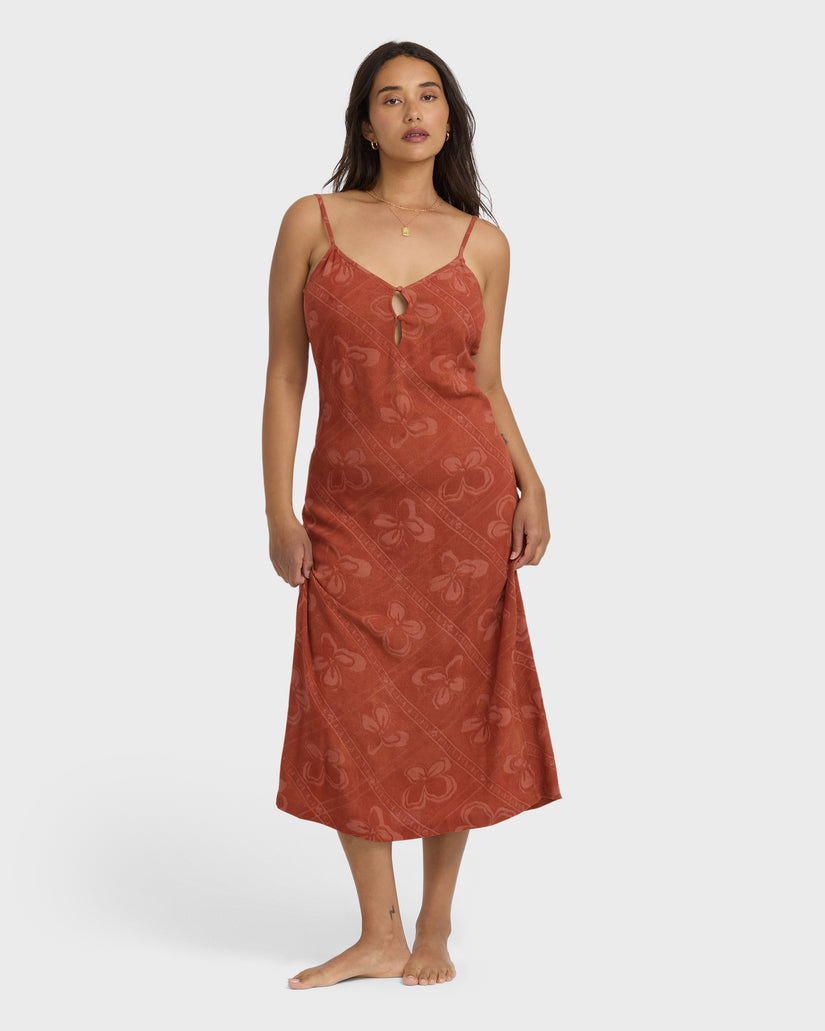 Fresh Daze Midi Dress - Dark Coral