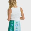 Wave Washed Printed Skirt - Pool Blue