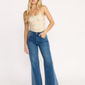 Free Fall High-Waist Denim Flare Pants - Middle Broken Blue
